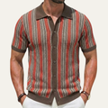 The Montalcino Men’s Retro Striped Knit Lightweight Polo Shirt