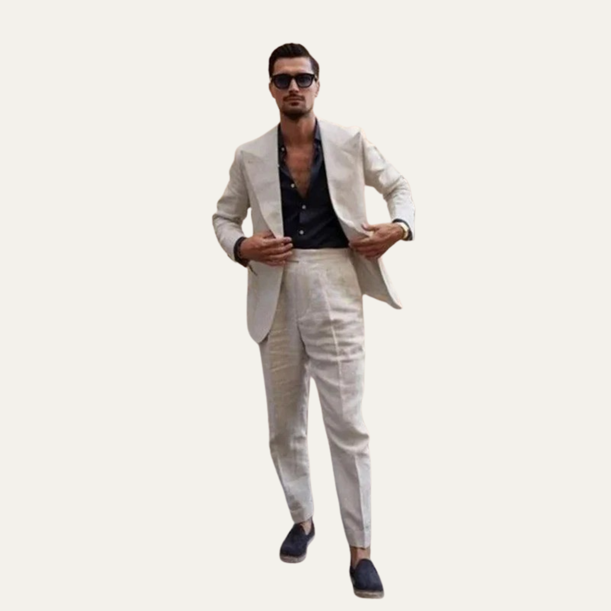 The Rossano Men’s Beige Linen Suit – Slim Fit Jacket & Pants Set
