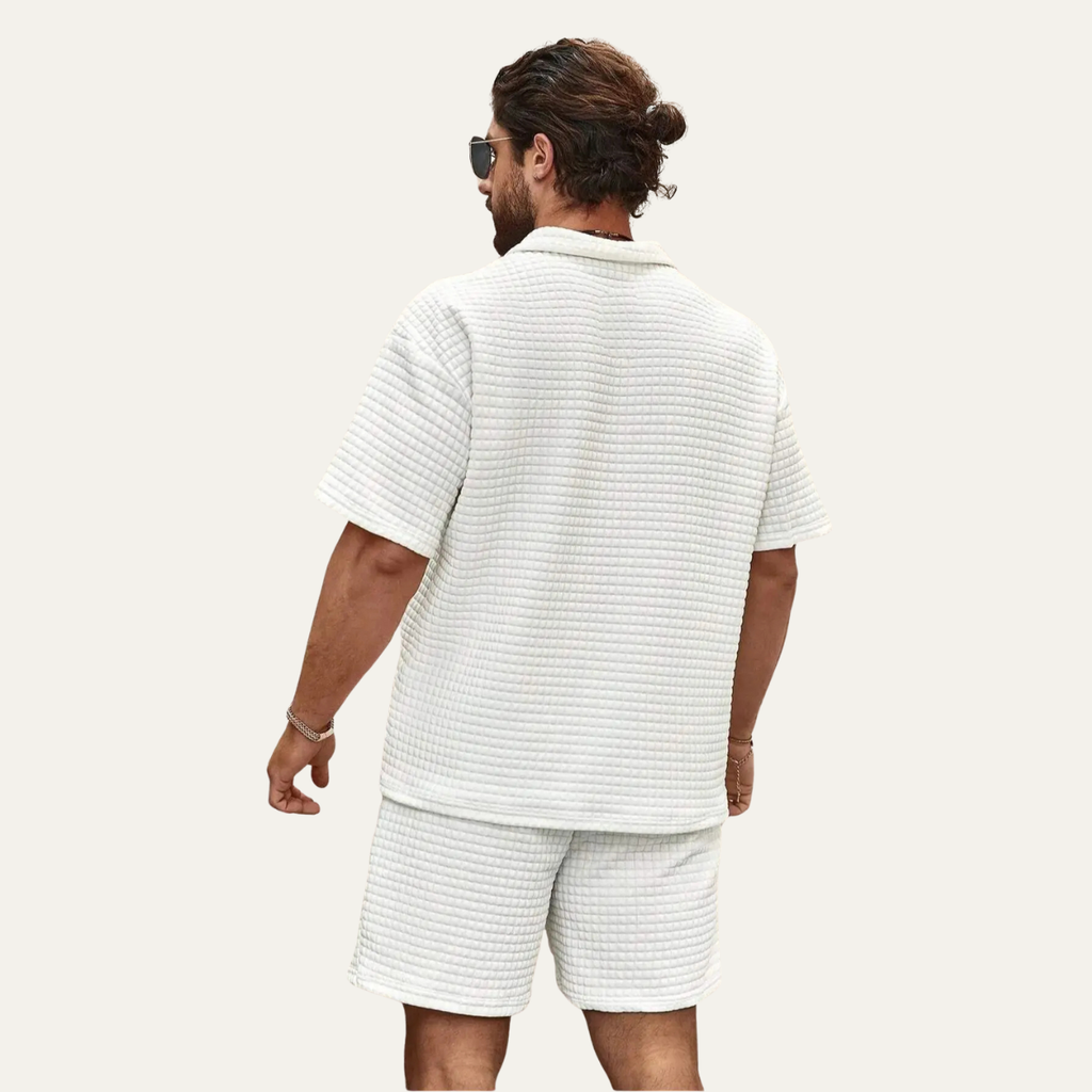 The Willowmont Men’s Summer Waffle Knit Set – Polo & Shorts