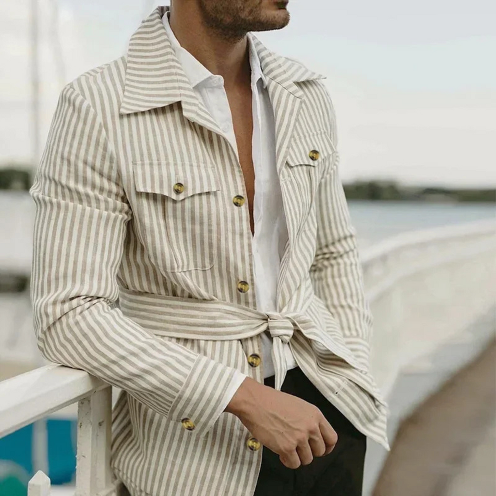 The Lewis Men’s Lightweight Striped Linen Shirt with Belt