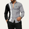 The Manarola Men’s Casual Color Block Striped Dress Shirt