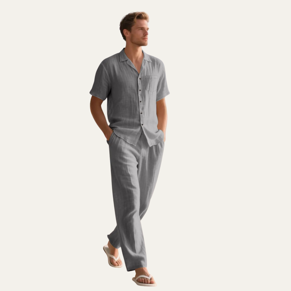 The Brookcrest Ridge Men’s Cotton Casual Summer Set – Shirt & Pants