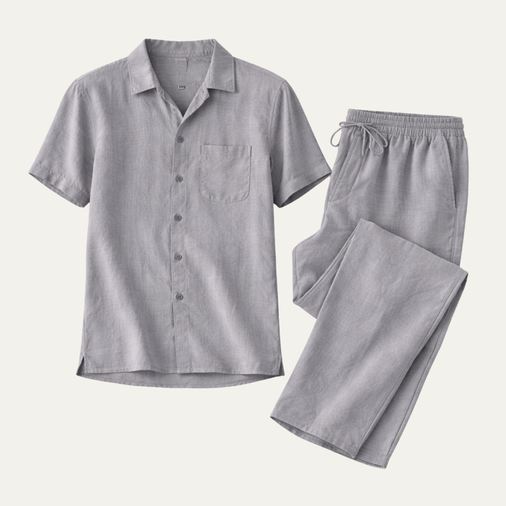The Brookcrest Ridge Men’s Cotton Casual Summer Set – Shirt & Pants