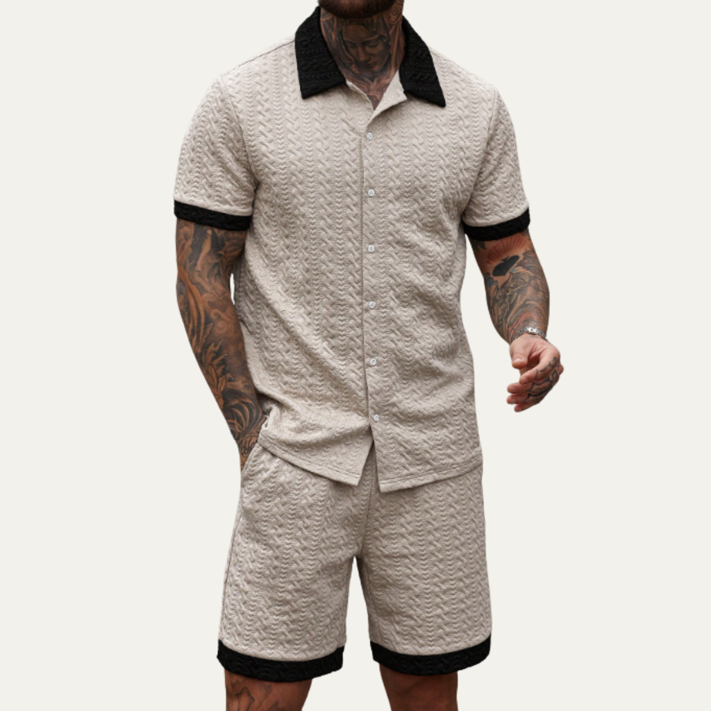 The Willowgate Ridge Men’s Knitted Summer Co Ord Set Shirt & Shorts