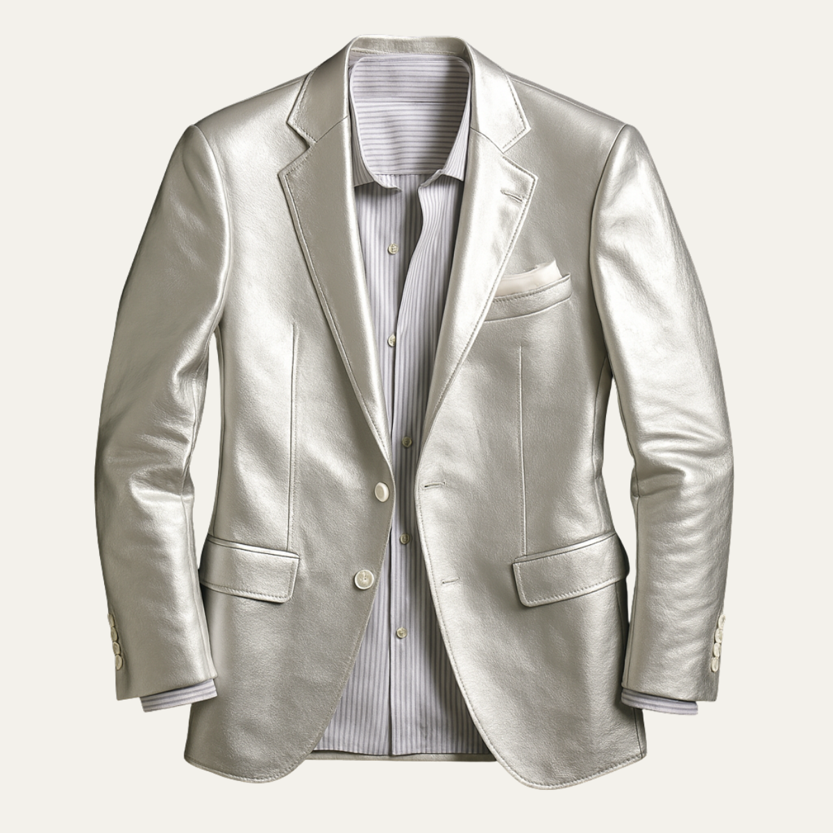 Men’s Silver Metallic Blazer – Luxury Party & Dinner Jacket - Wedding Guest