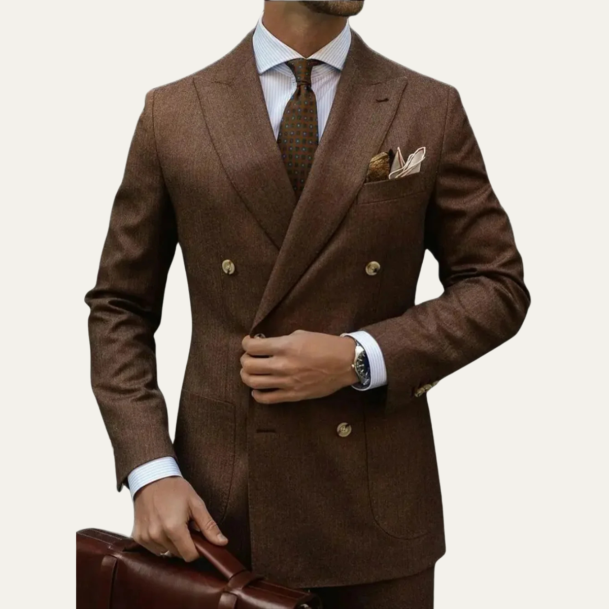 The Lampedusa Men's Tailored Business Suit - Brown