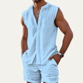 The Ironbridge Men’s Summer Sleeveless Button Up Shirt & Shorts Set