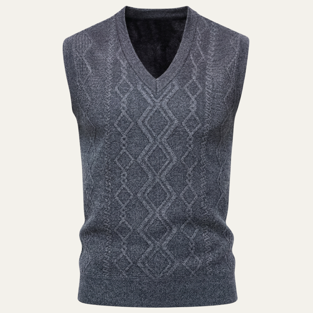 The Canazei Men’s Winter Cable Knitted V Neck Sweater Vest