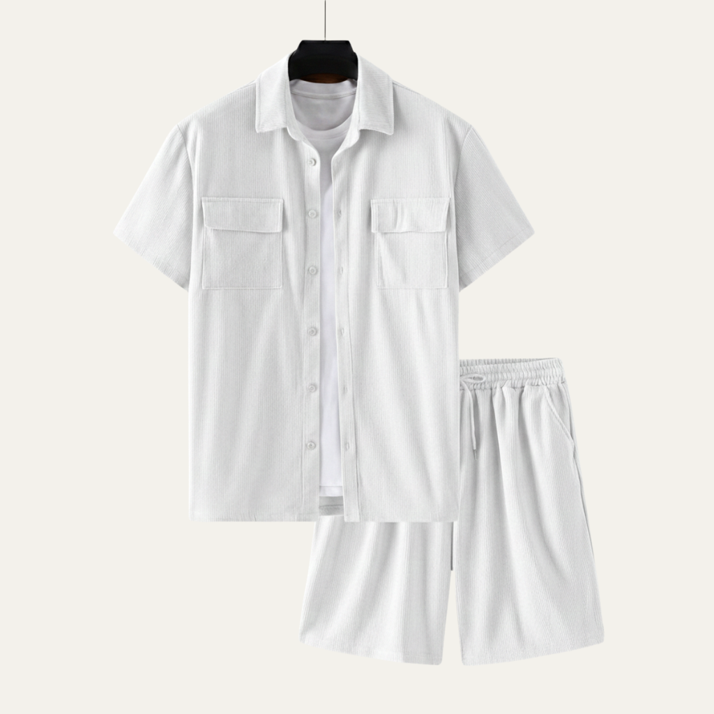 The Ridgecrest Park Men’s Corduroy Casual Summer Set – Shirt & Shorts
