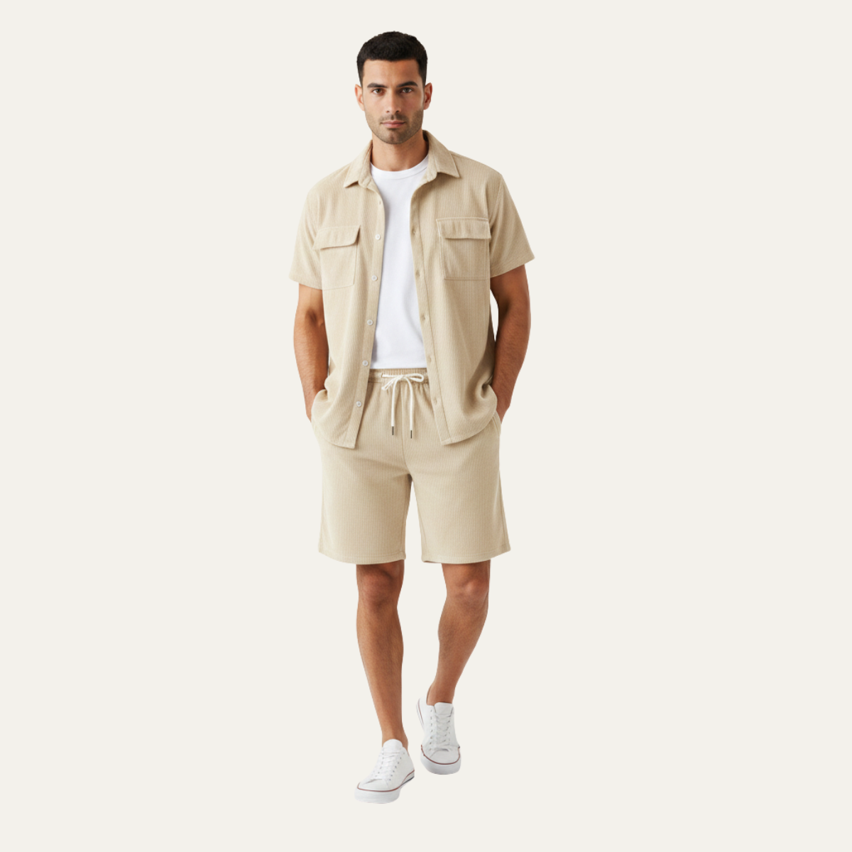 The Ridgecrest Park Men’s Corduroy Casual Summer Set – Shirt & Shorts