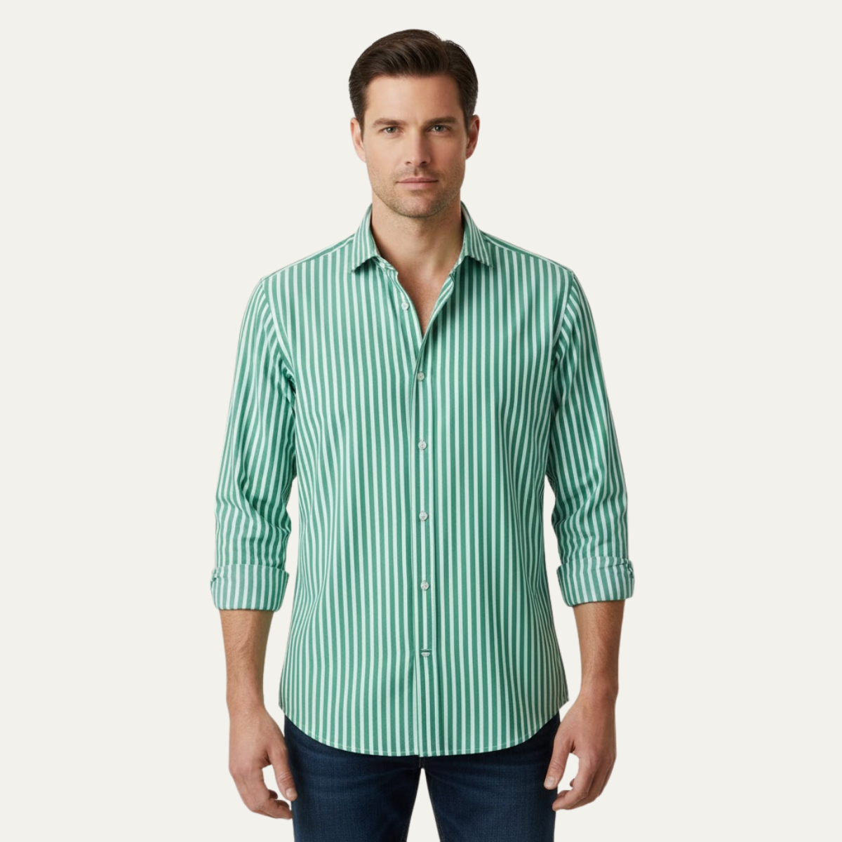 The Buckhead Men’s Lightweight Smart Fit Striped Linen Shirt