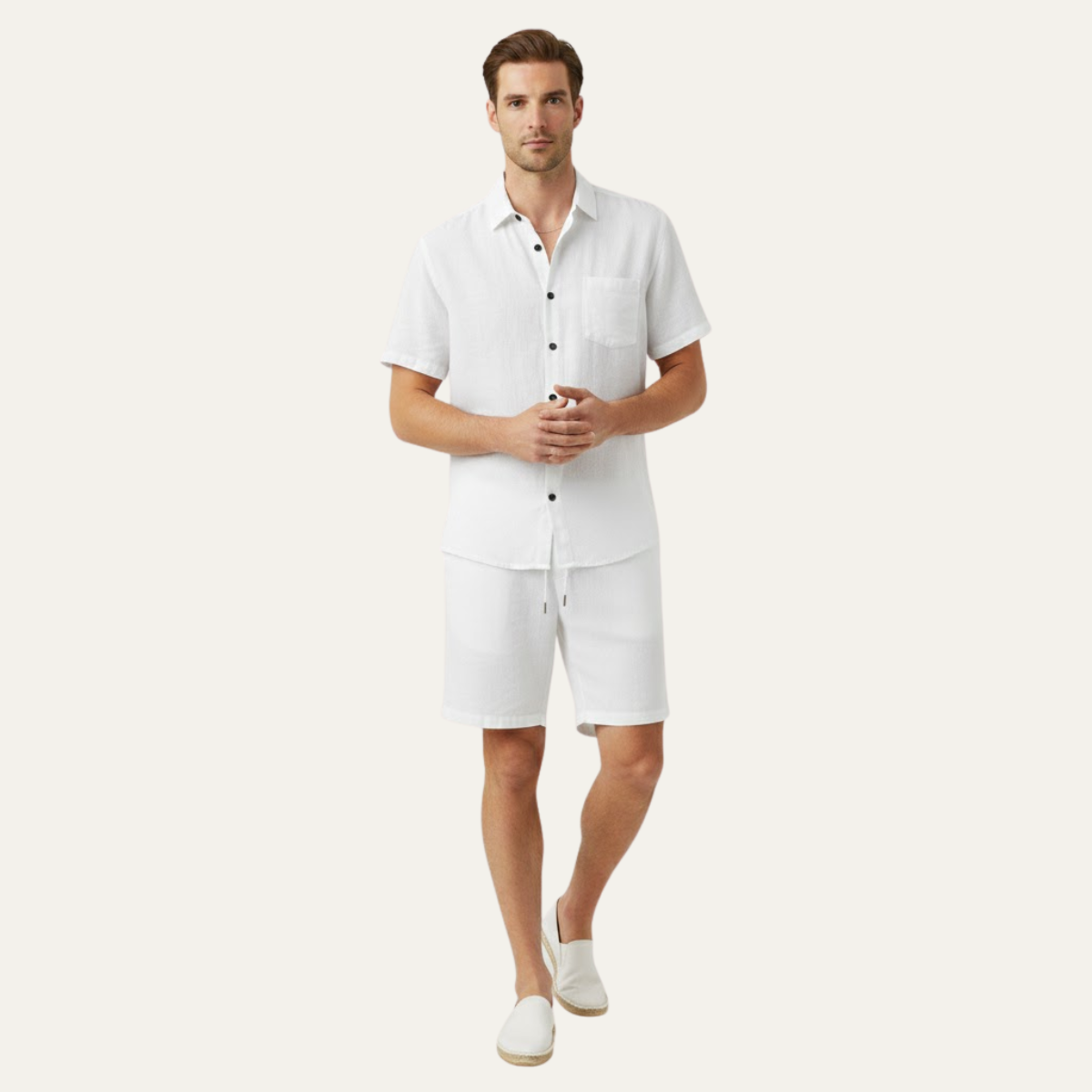 The Glenhill Men’s Lightweight Summer Linen Set –Shirt & Shorts