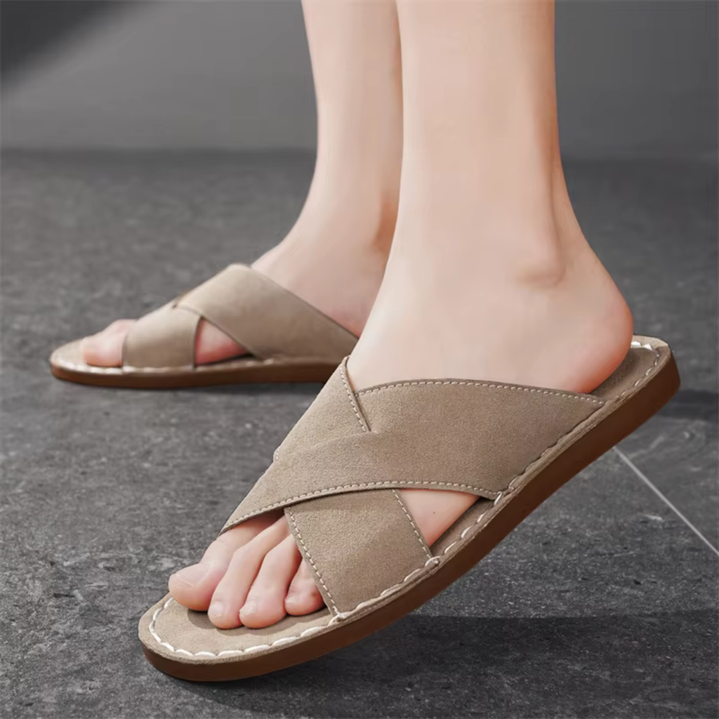The Hudson Men’s Cross Strap Slide Sandals