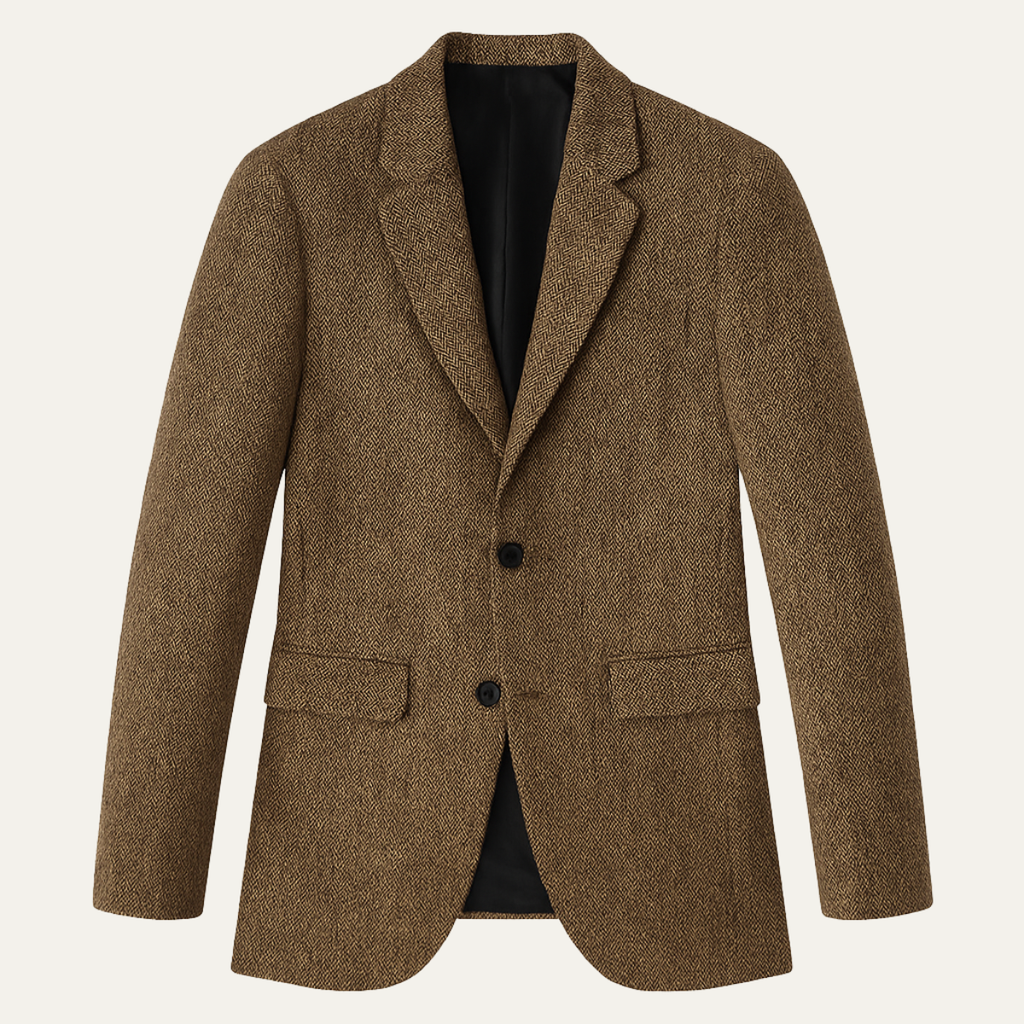 Men’s Classic Herringbone Wedding Guest Tweed Blazer
