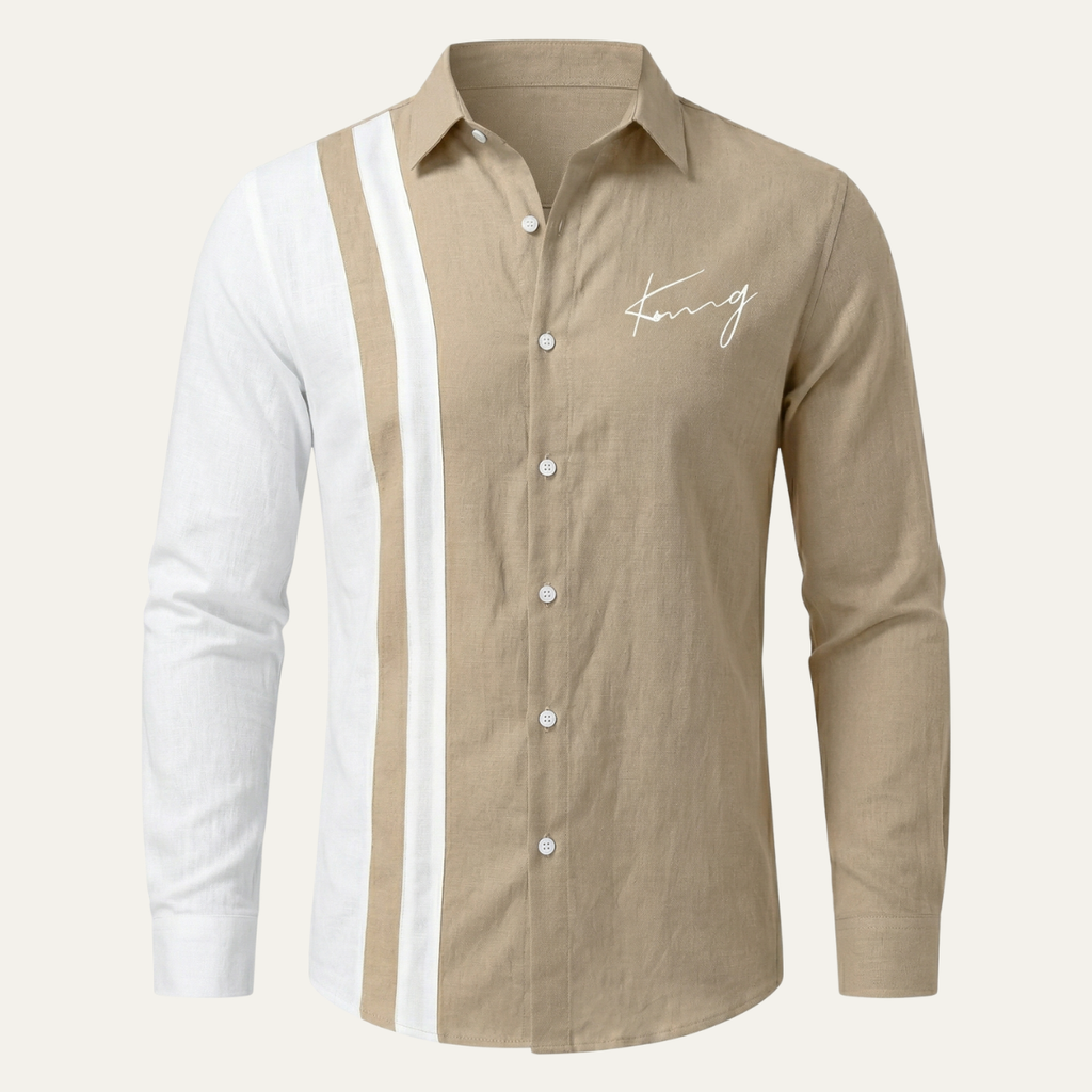 The Riomaggiore Men’s Summer Color Block Striped Dress Shirt