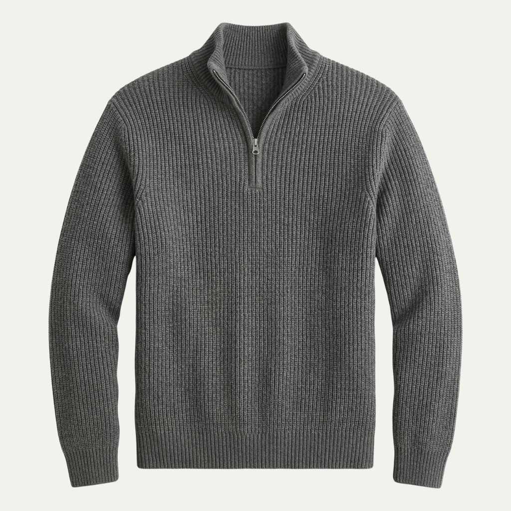 The Brighton Men's Merino Wool Sweater - Half Zip Knitted Pullover