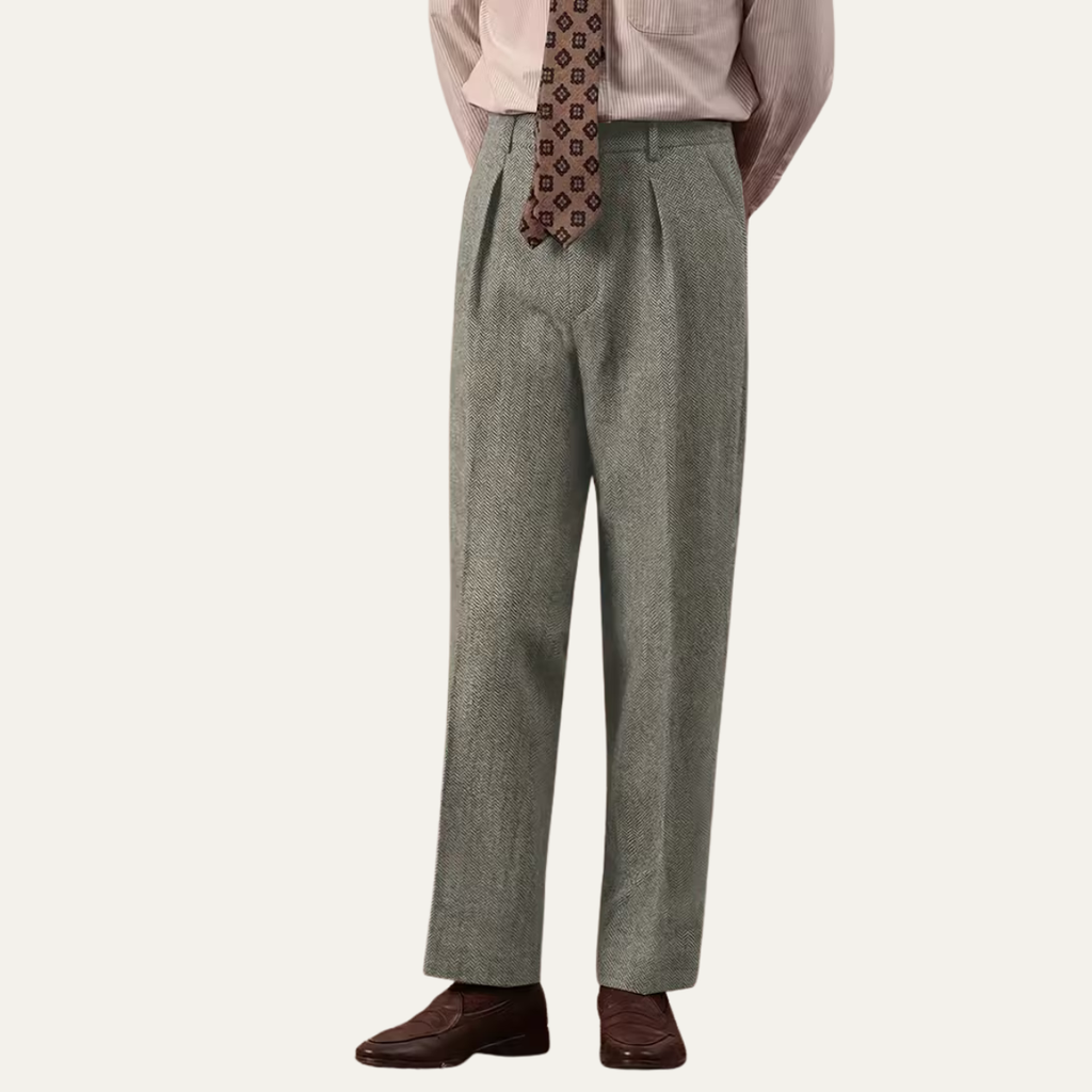 The Red Hill Men’s High Waisted Houndstooth Pleated Dress Pants