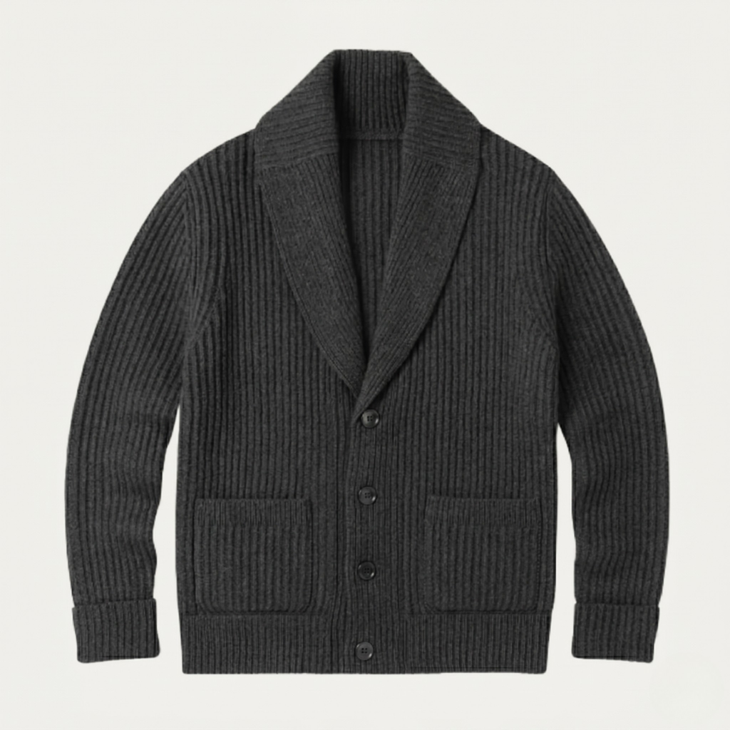 The Aldercrest Men’s Chunky Button Up Knitted Shawl Collar Cardigan
