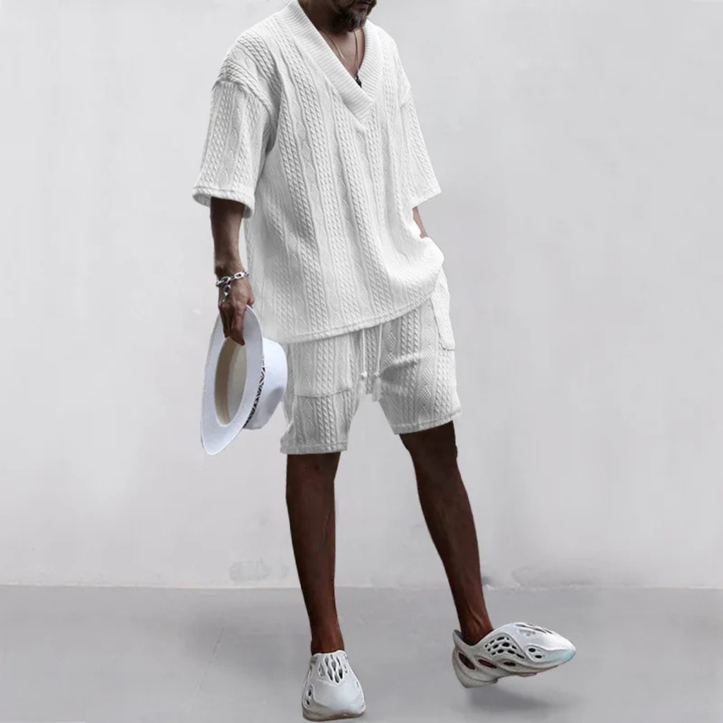 The Glenhurst Ridge Men’s Breathable Summer Knitted Set – Polo Shirt & Short