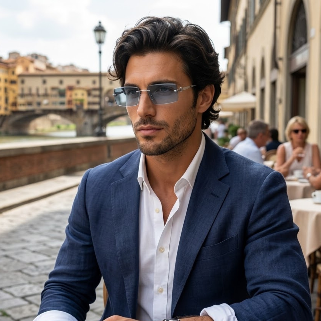 The Hanover Men's Rimless Rectangle Sunglasses