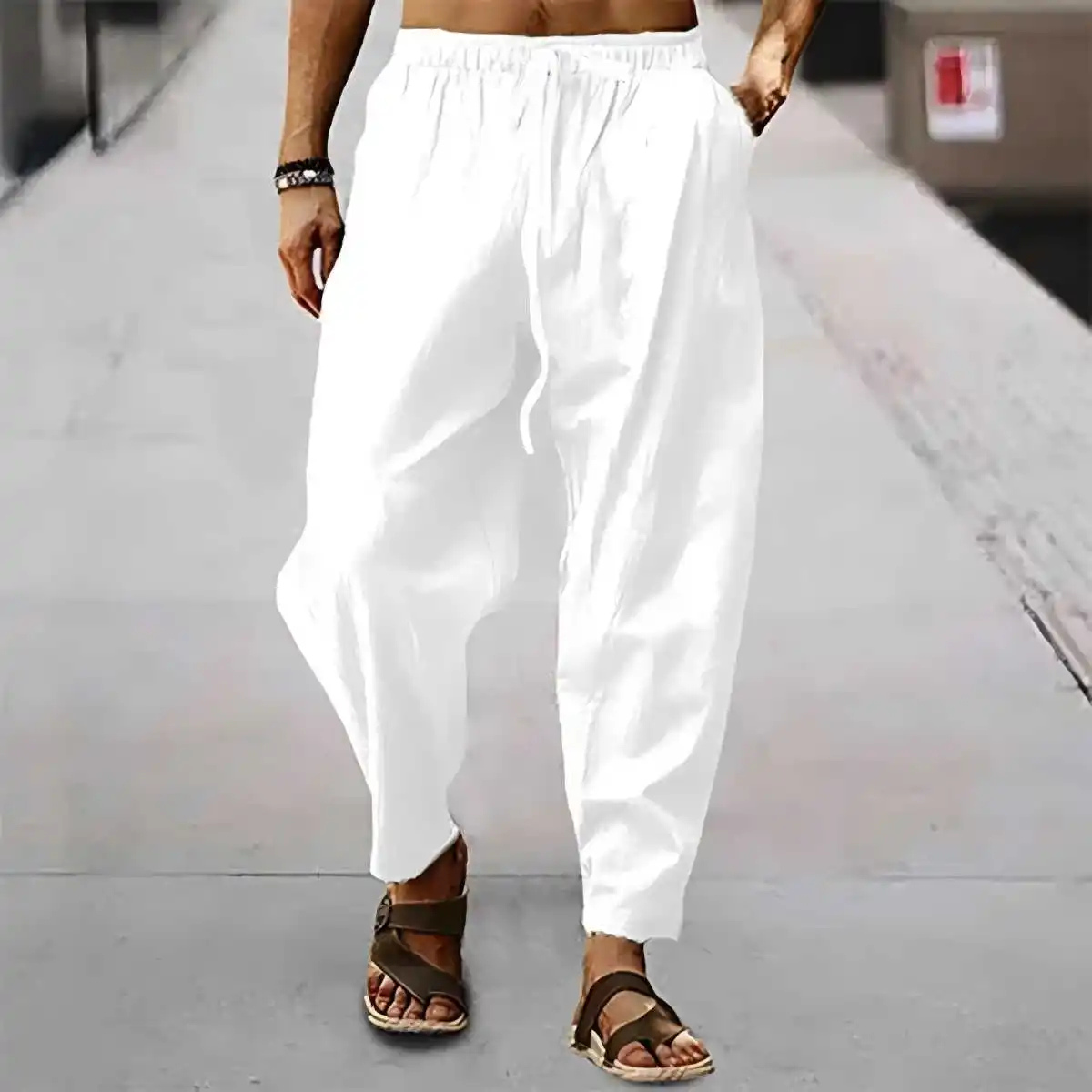 The Maple Ridge Men’s Cotton Linen Wide Leg Pants