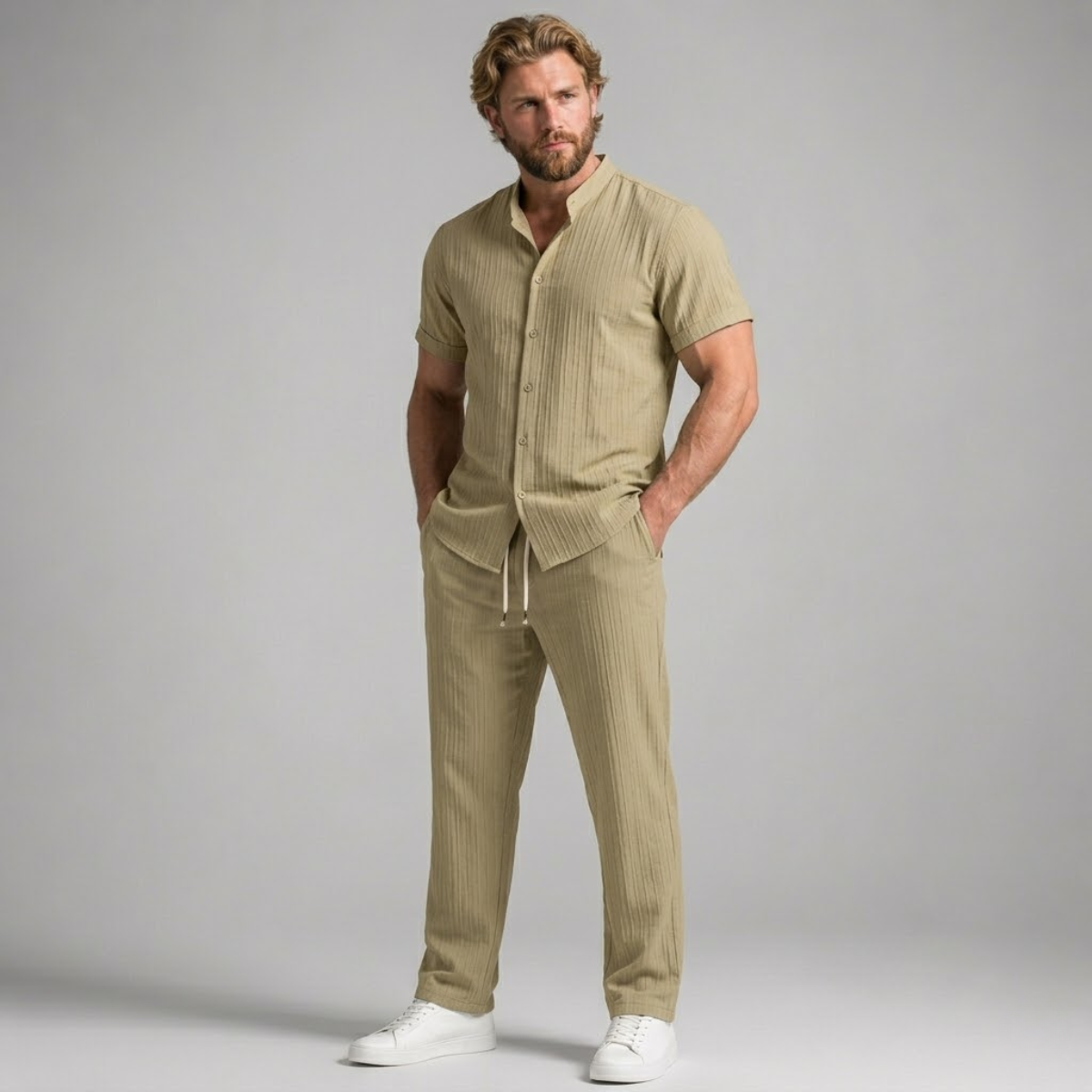 The Ashwood Hill Men’s Linen Summer Casual Set – Shirt & Pants
