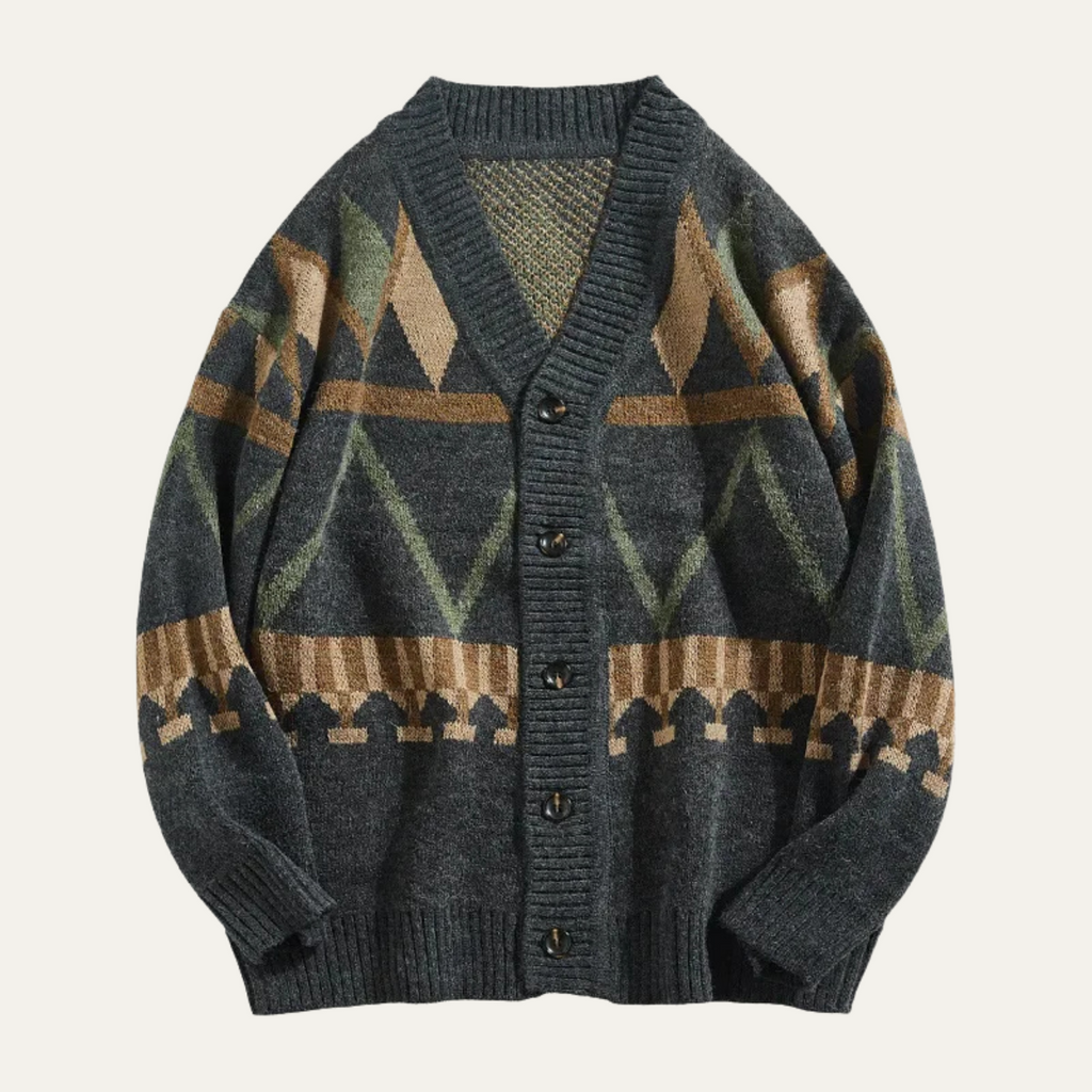 The Redruth Men’s Vintage Geometric Button Up Cardigan