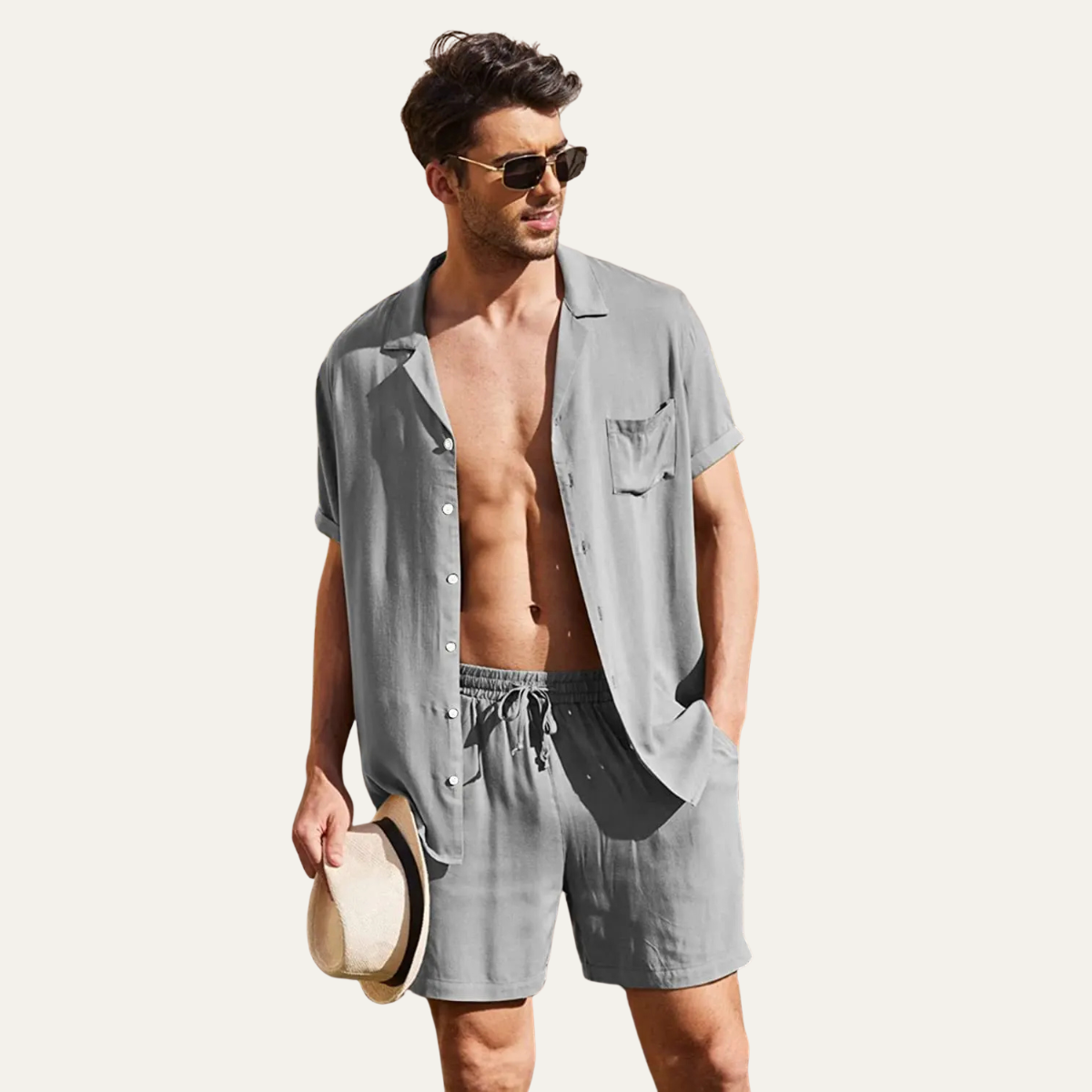 The Riverwood Men’s Cotton Shirt & Shorts Set