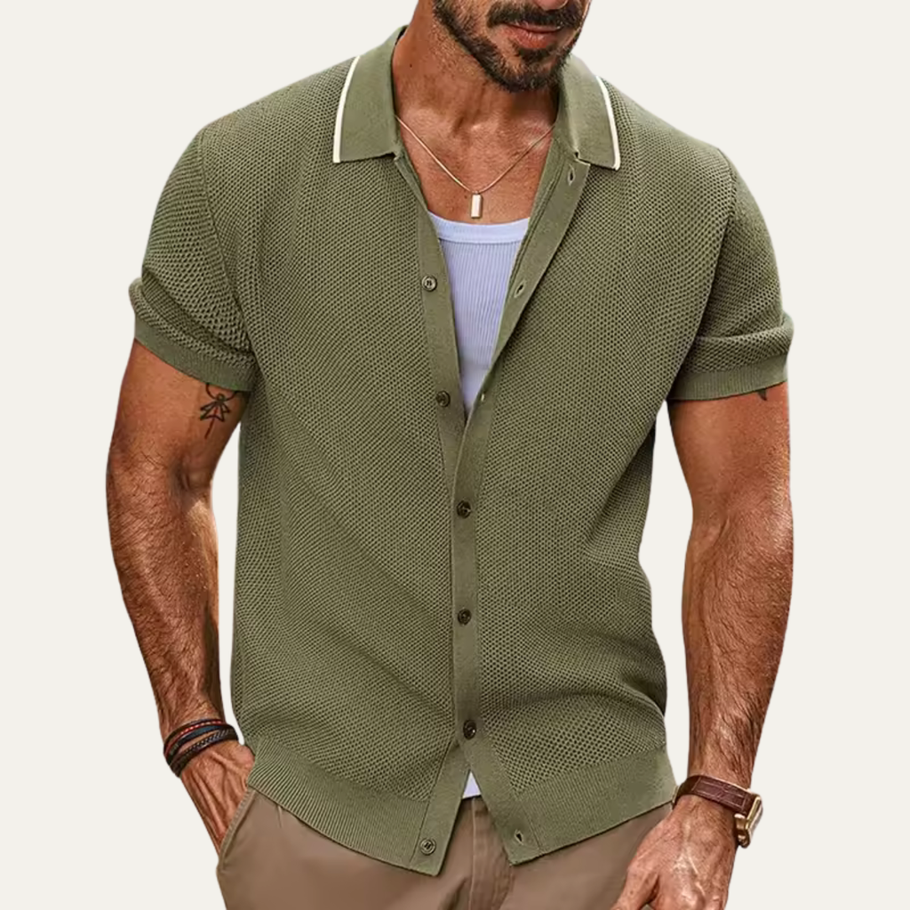 The Greenhaven Men’s Knit Button Up Polo Shirt