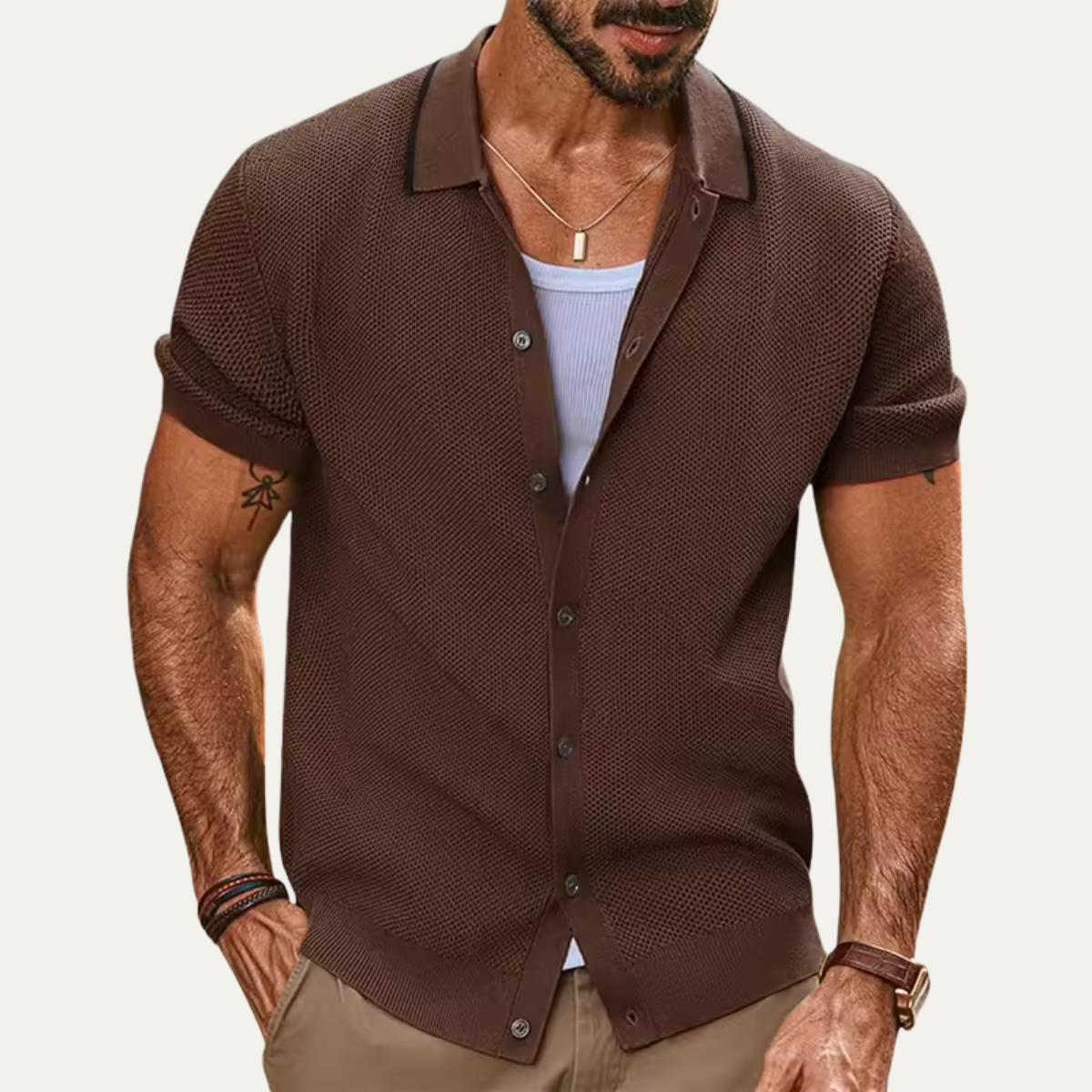 The Greenhaven Men’s Knit Button Up Polo Shirt
