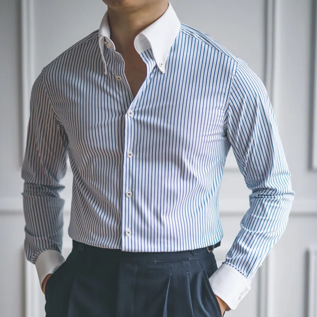 The Posillipo Men’s Classic Blue Stripe Dress Formal Shirt