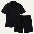 The Poschiavo Men’s Casual Summer Ribbed Set – Shirt & Shorts