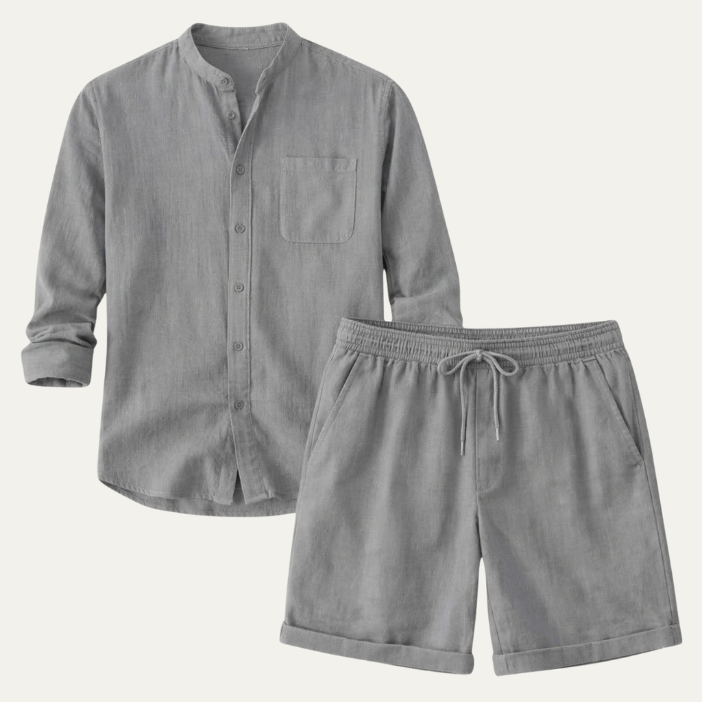 The Glenbrook Park Men’s Cotton Linen Set – Shirt & Shorts