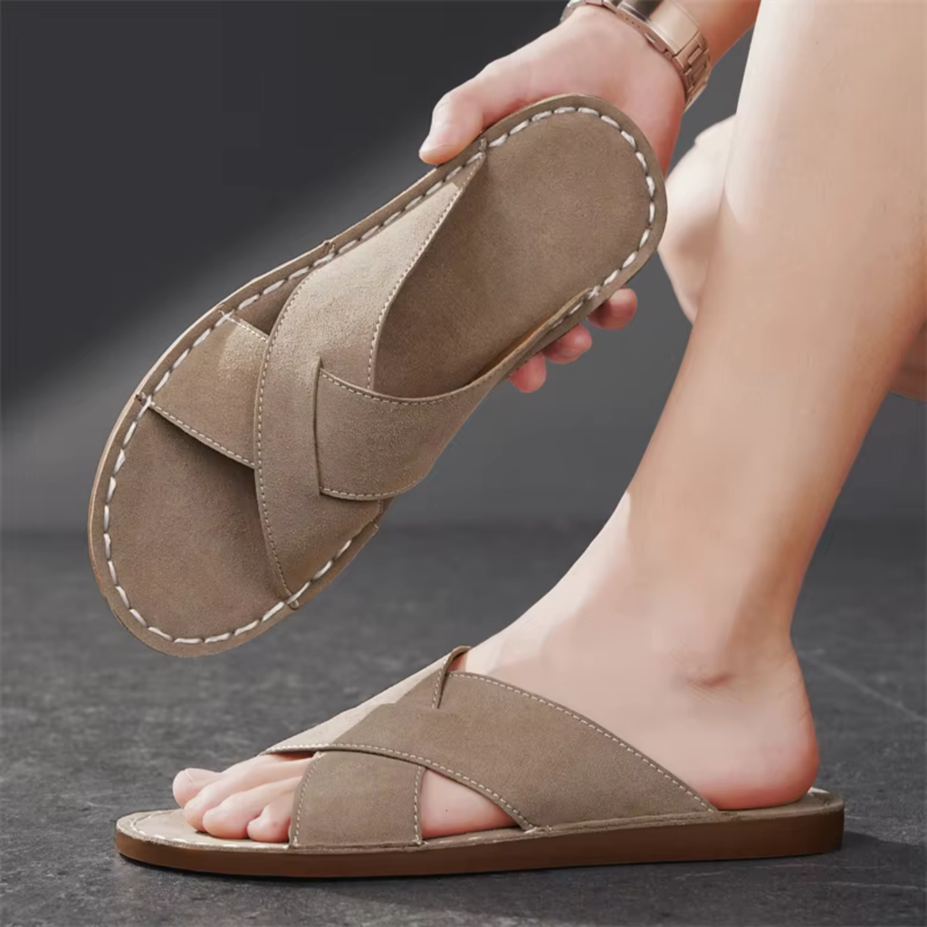 The Hudson Men’s Cross Strap Slide Sandals