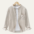 The Ashmont Ridge Men’s Loose Fit Cotton Linen Mandarin Collar Shirt