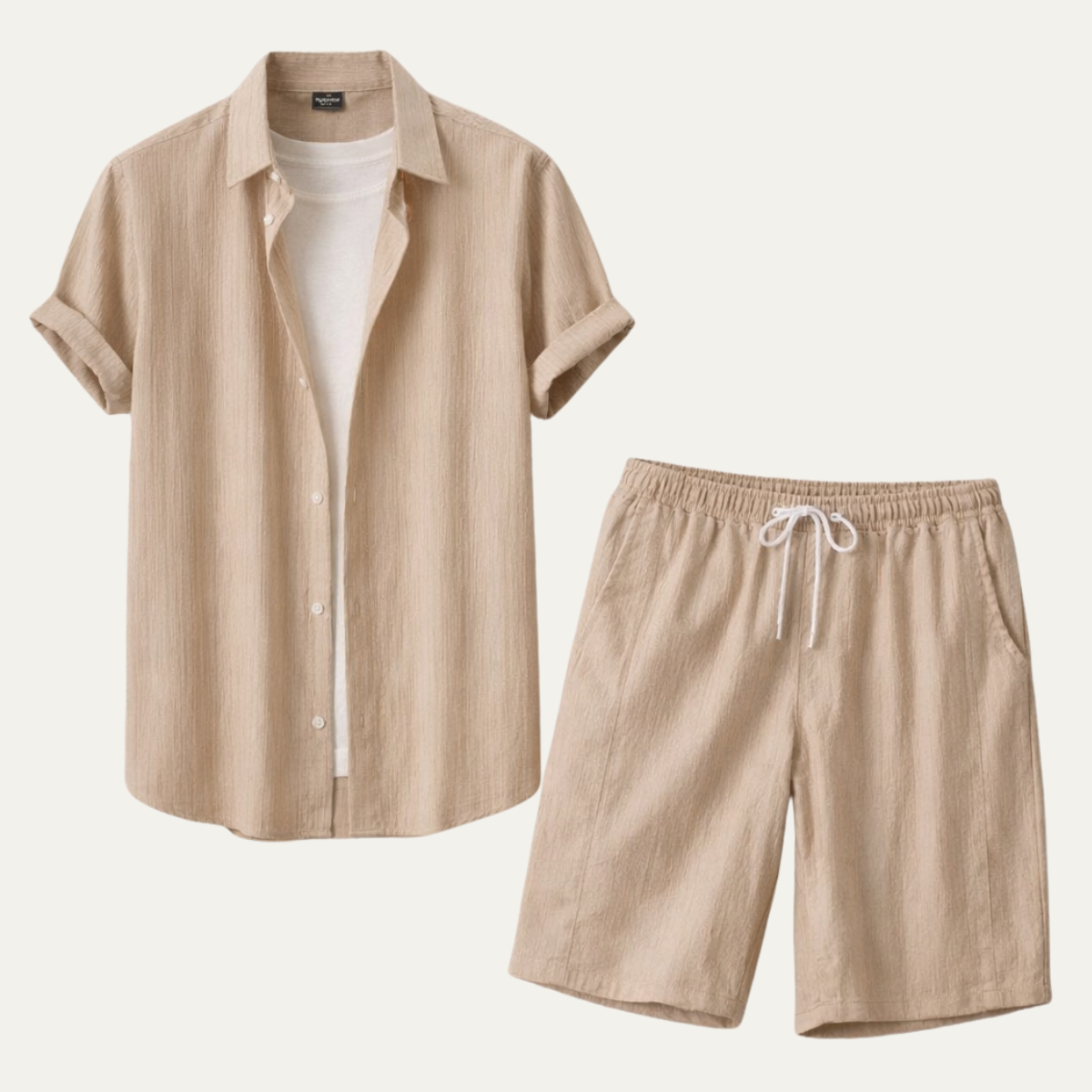 The Hillcrest Park Men’s Casual Co Ord Set – Button Up Shirt & Drawstring Shorts