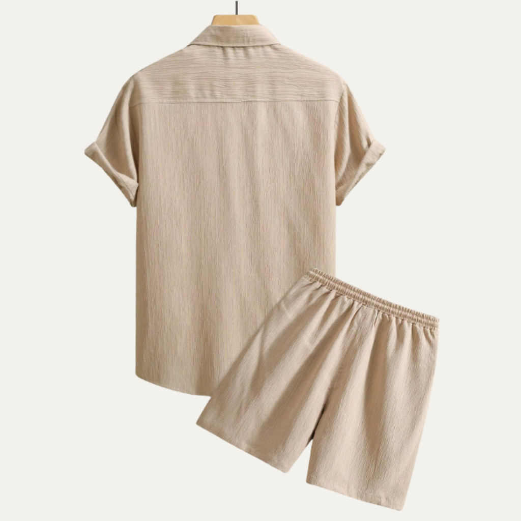 The Hillcrest Park Men’s Casual Co Ord Set – Button Up Shirt & Drawstring Shorts
