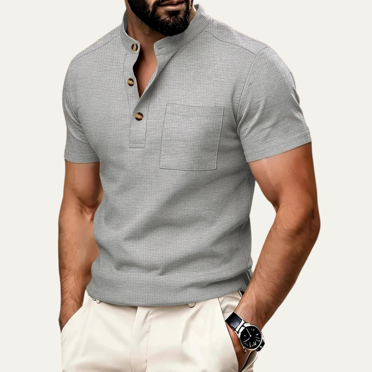 The Manhattan Men’s Waffle Henley Summer Shirt