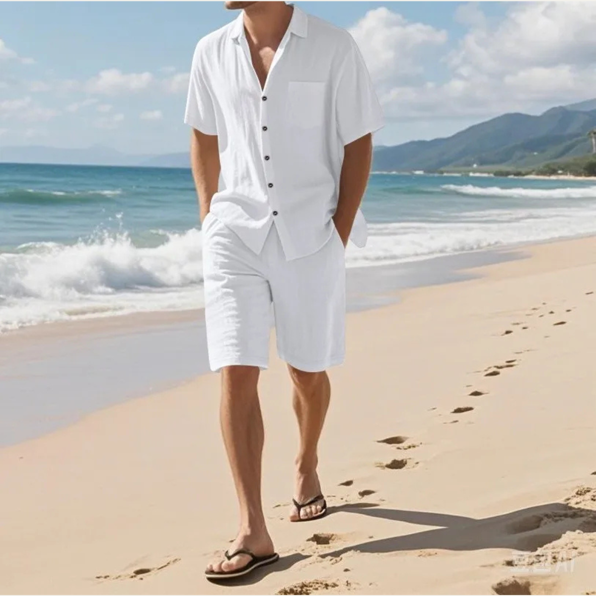 The Aspen Men’s Linen Beach Matching Set
