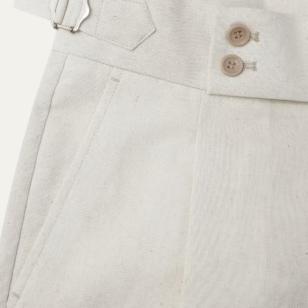 The Claremont Men’s High Waisted Linen Dress Pants with Adjustable Side Buckle Waist