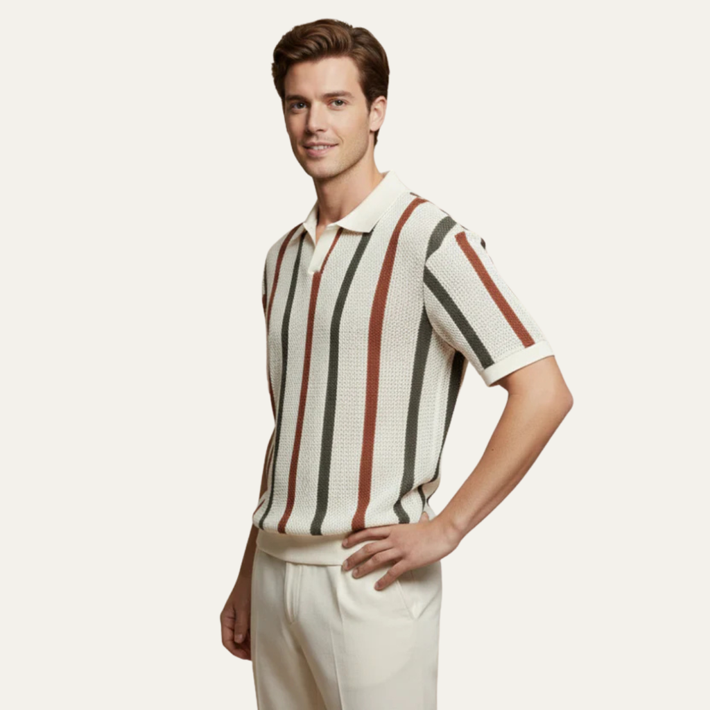 The Brianza Men’s Vintage Style Striped Knit Polo
