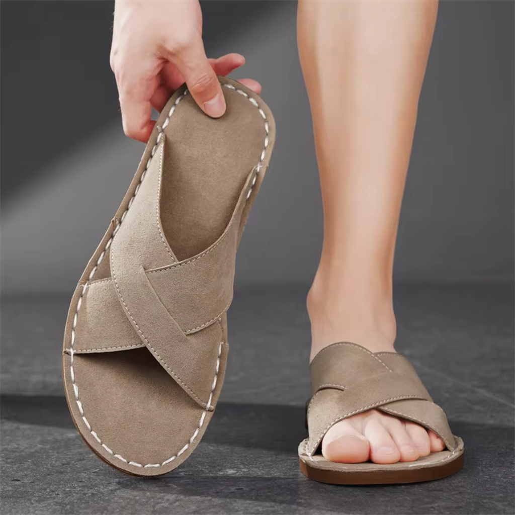 The Hudson Men’s Cross Strap Slide Sandals