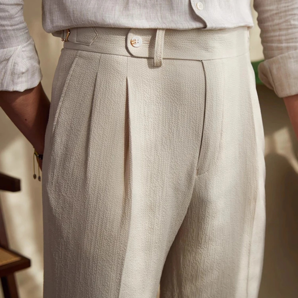 The Riccione Men’s Slim Fit  High Waist Pleated Dress Pants