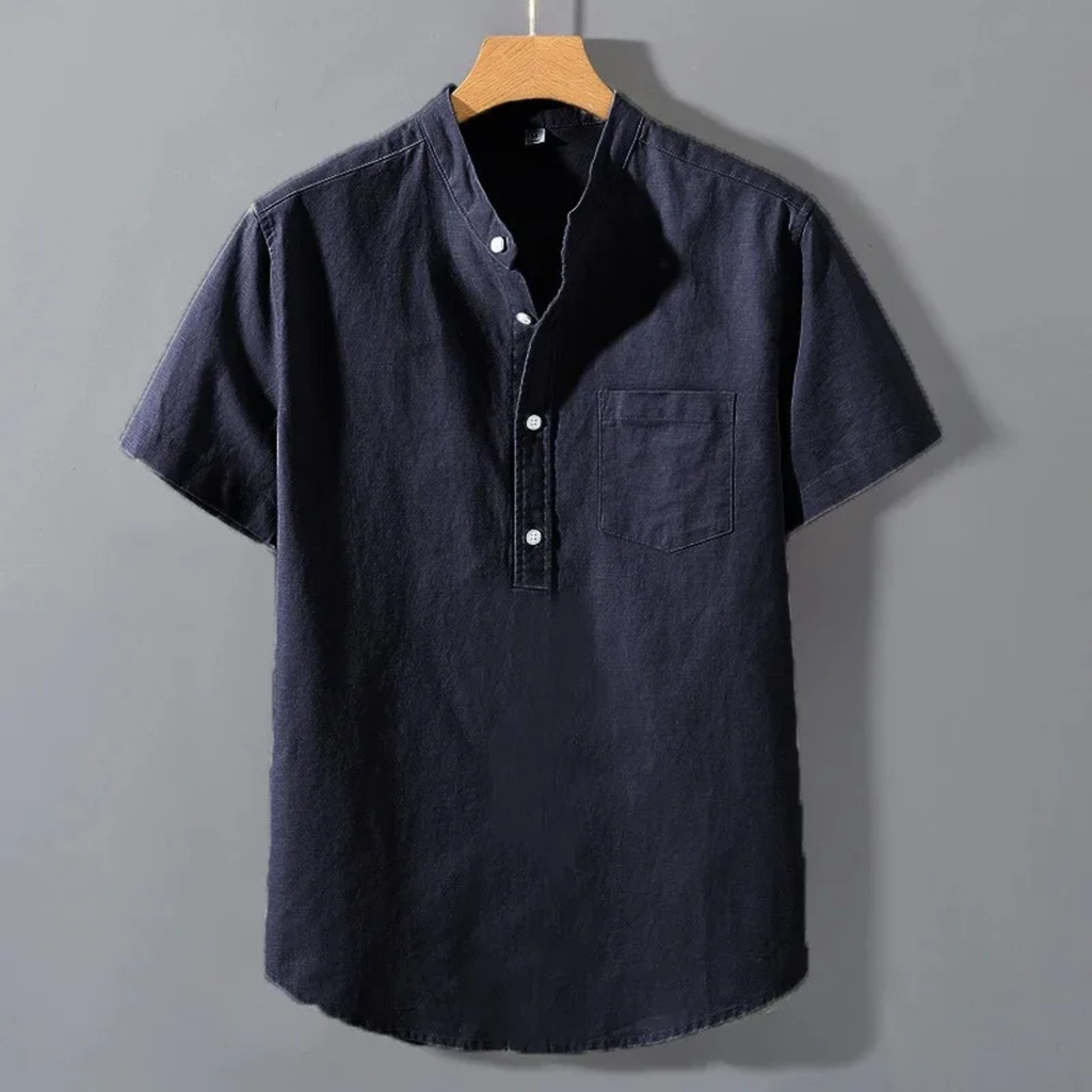 The Assisi Men’s Cotton Stand Collar Henley Shirt