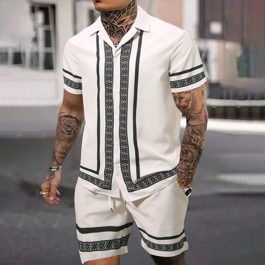 The Waterfall Park Men’s Trendy Print Set – Shirt & Short