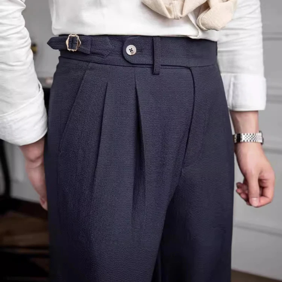 The Riccione Men’s Slim Fit  High Waist Pleated Dress Pants