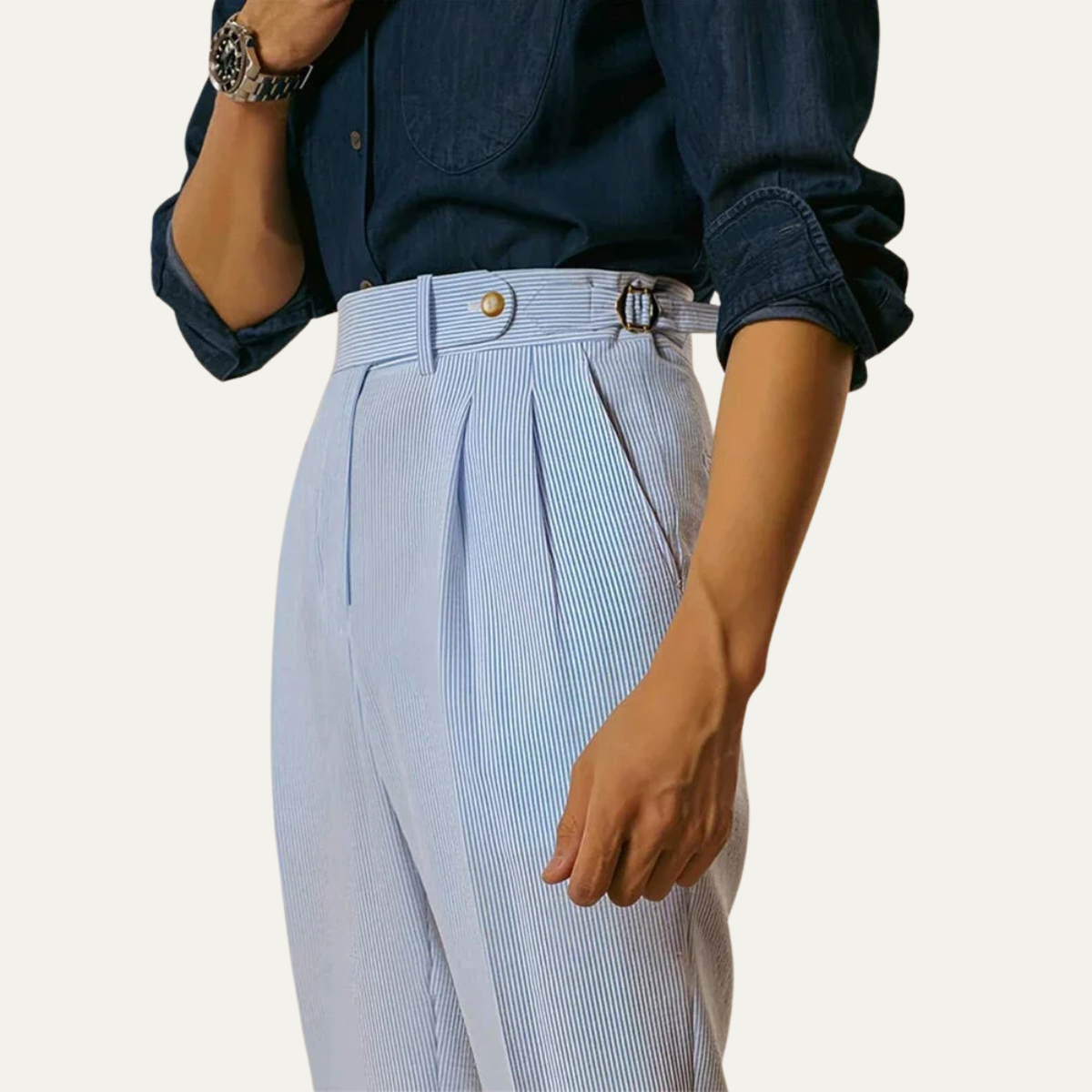 The Cattolica Men’s Elegant High Waist Pleated Suit Pants
