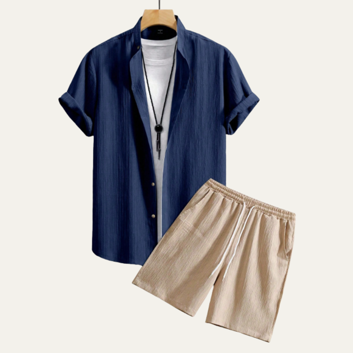 The Oakview Ridge Men’s Trendy Co Ord Set – Button Up Shirt & Drawstring Shorts