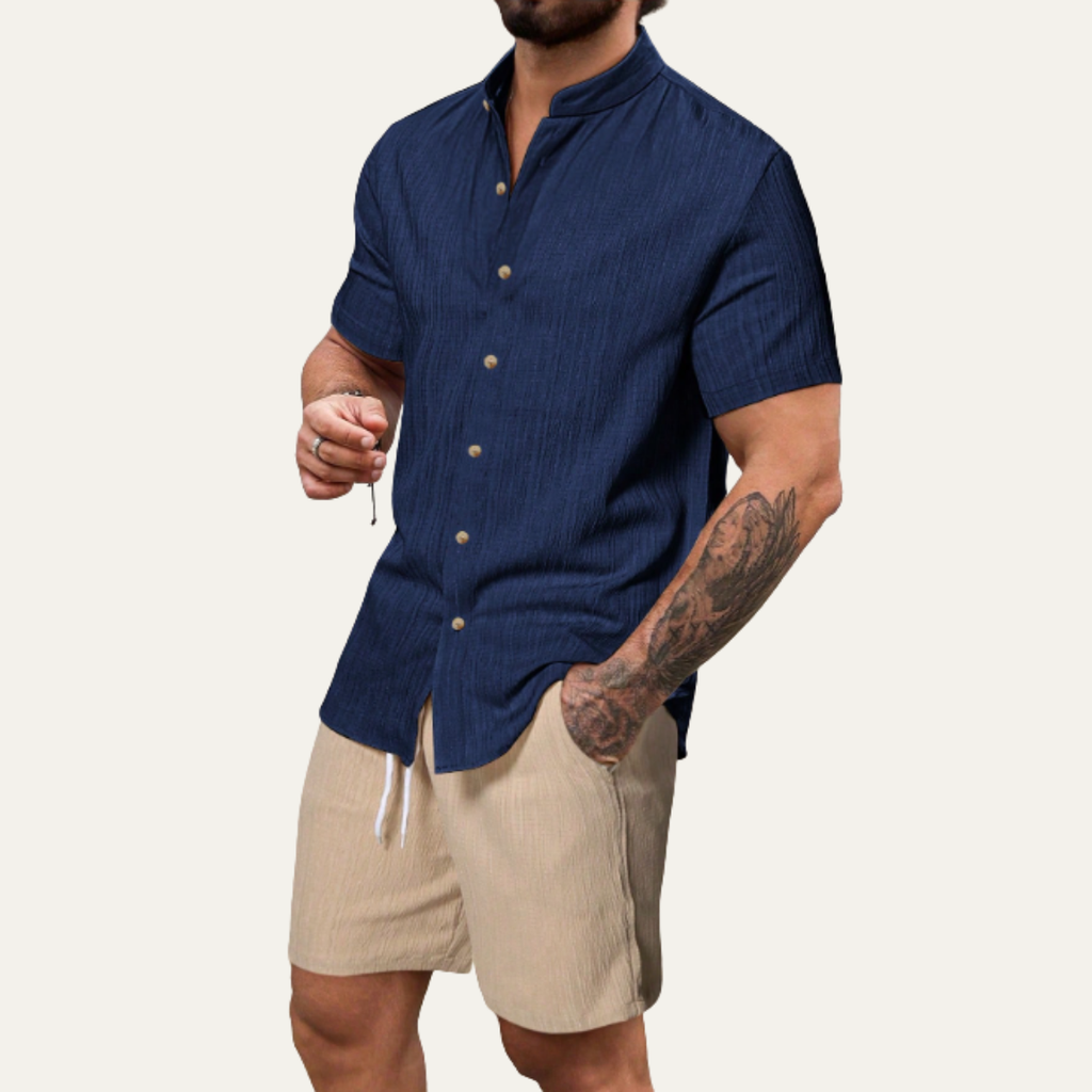 The Oakview Ridge Men’s Trendy Co Ord Set – Button Up Shirt & Drawstring Shorts