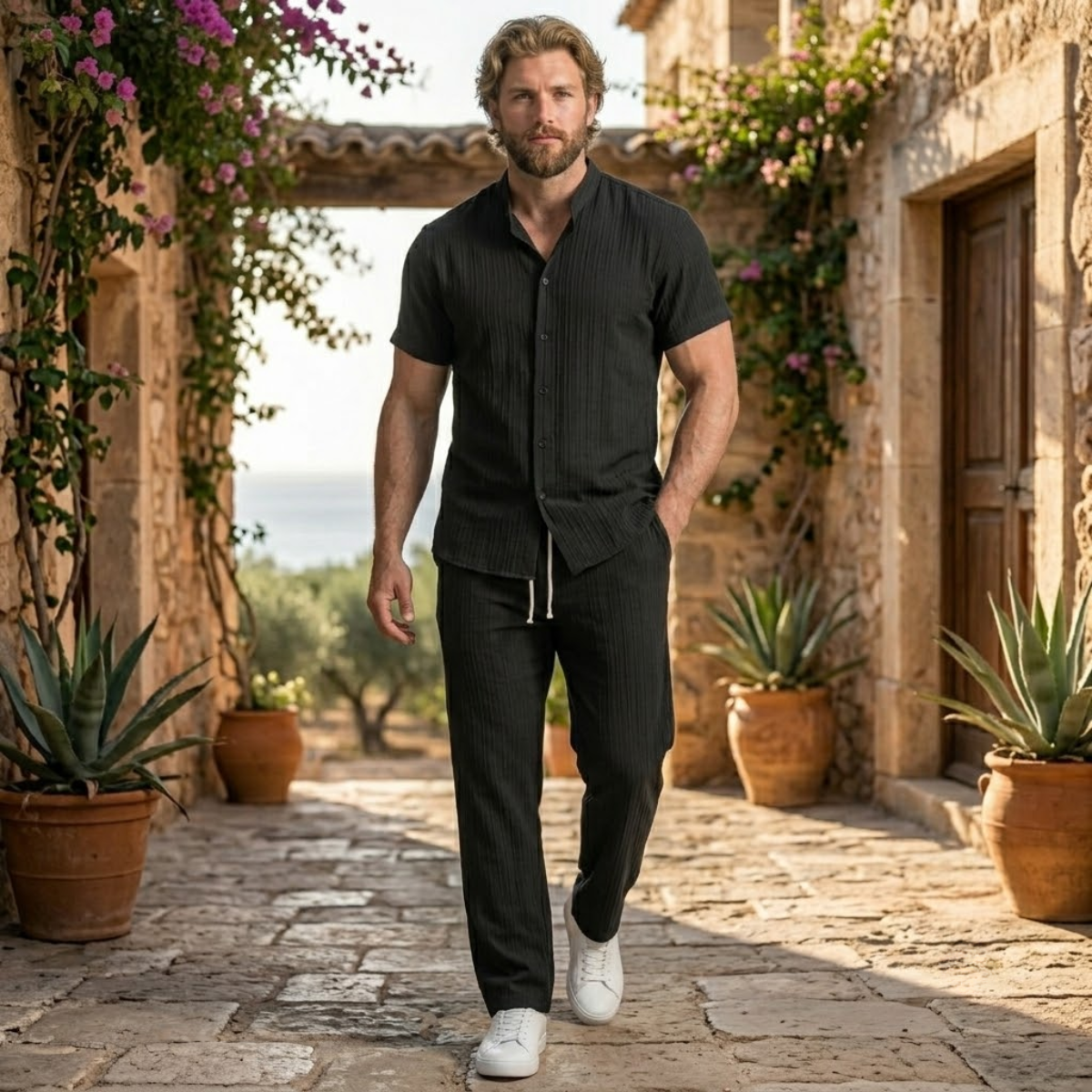The Ashwood Hill Men’s Linen Summer Casual Set – Shirt & Pants
